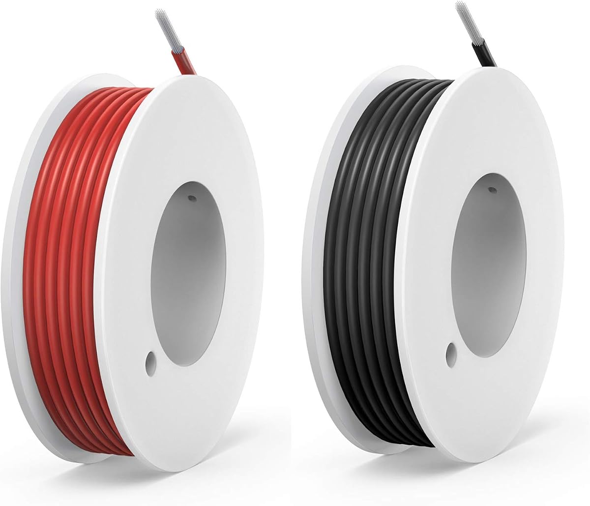 22awg Silicone Electrical Wire Kit Cable 2 Colors 26ft Each Spool | 22 Gauge Stranded Tinned Copper Wire Flexible and Soft for DIY