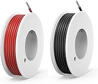 Haerkn 20 AWG Silicone Hook Up Wire Kit - 23ft Black & Red Stranded Tinned Copper, Flexible 600V DIY Electronics Wire