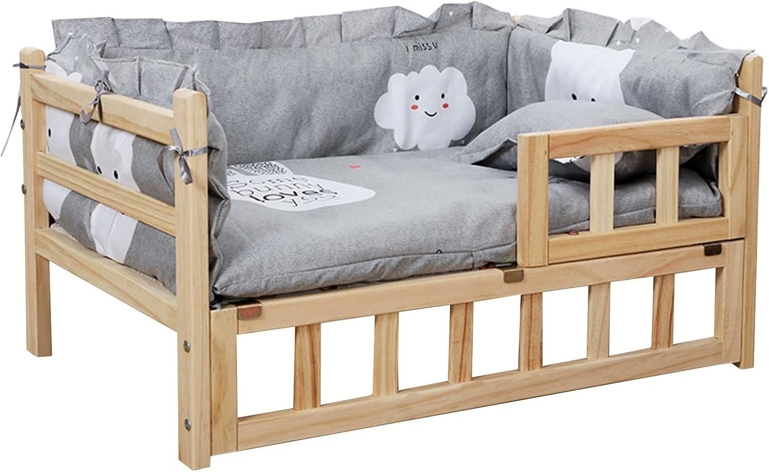 Grey Rustic Elevated Dogs Bed for Small/Medium/Large Pet, Wood Comfortable Breathable Raised Pets Couch Sofa, Multiple Sizes S, M, L, XL (Color : Style1, Size : M-74x49x38cm/29x19x15) (Style2 37.0"L