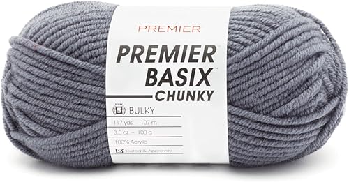 Miniatura 29 de Premier Yarns Basix - Hilo grueso, perfecto para manualidades rápidas, peso voluminoso, hilo acrílico, color magenta, 3.5 onzas, 117 yardas