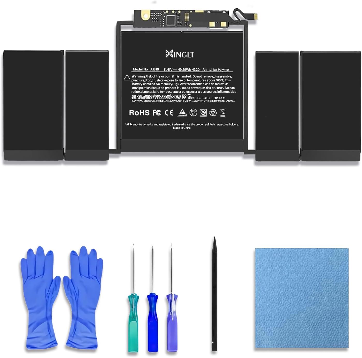 A1706 Replacement Battery for MacBook Pro, A1819 Battery for MacBook Pro 13 inch Laptop A1706(Late 2016 Mid 2017) 49.2WH 4320mAh,fits EMC 3071 3163 A1706 Laptop Battery