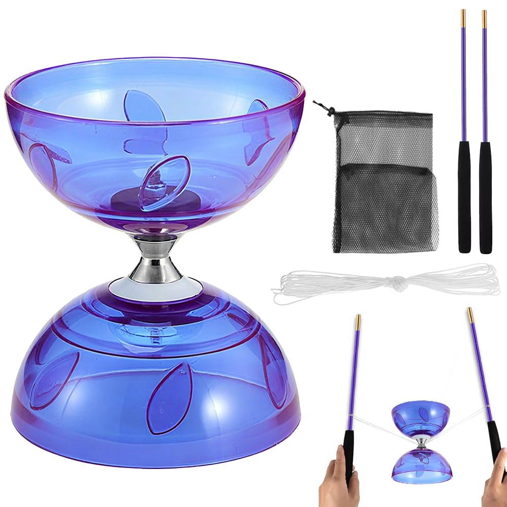NKFBEV Triple Bearing Diabolo Set, Diablo Toy, Diabolo Juggling Set (Pur.)