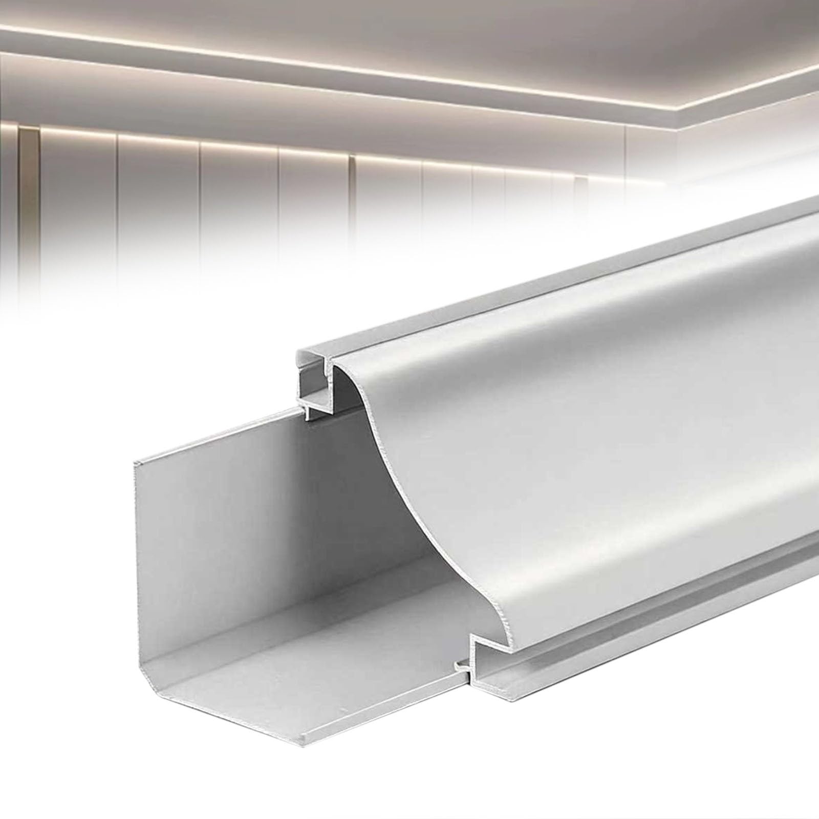 GFLPSQIA Moldings for Indirect Lighting, Crown Molding Lighting LED Channel for Shopping Mall/Theater, Aluminum Profile Surface Mounted Crown Molding(L 1m)