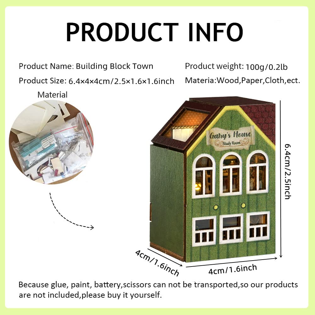 2 stuks DIY miniatuur poppenhuis kit, 3D houten puzzel