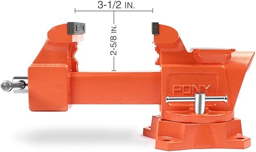 Miniatura 4 de Pony Jorgensen Tornillo de banco resistente de 4 pulgadas, ancho de mandíbula, 4 pulgadas, profundidad de garganta 2-58 pulgadas, tornillo de banco