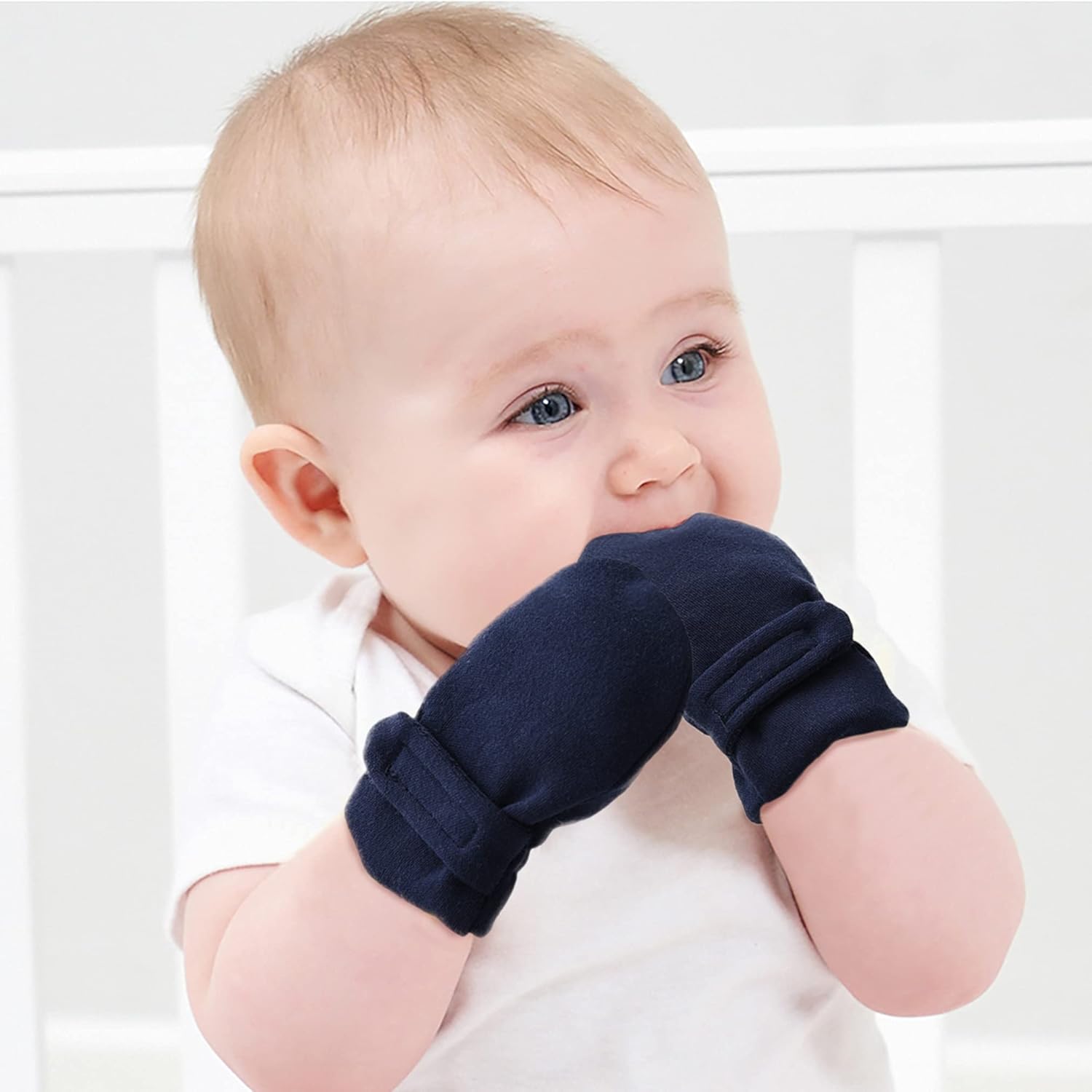 Newborn Baby No Scratch Mittens Stay On, 100% Cotton Breathable, Adjustable Infant Gloves for Baby Boys Girls Mittens - Image 4