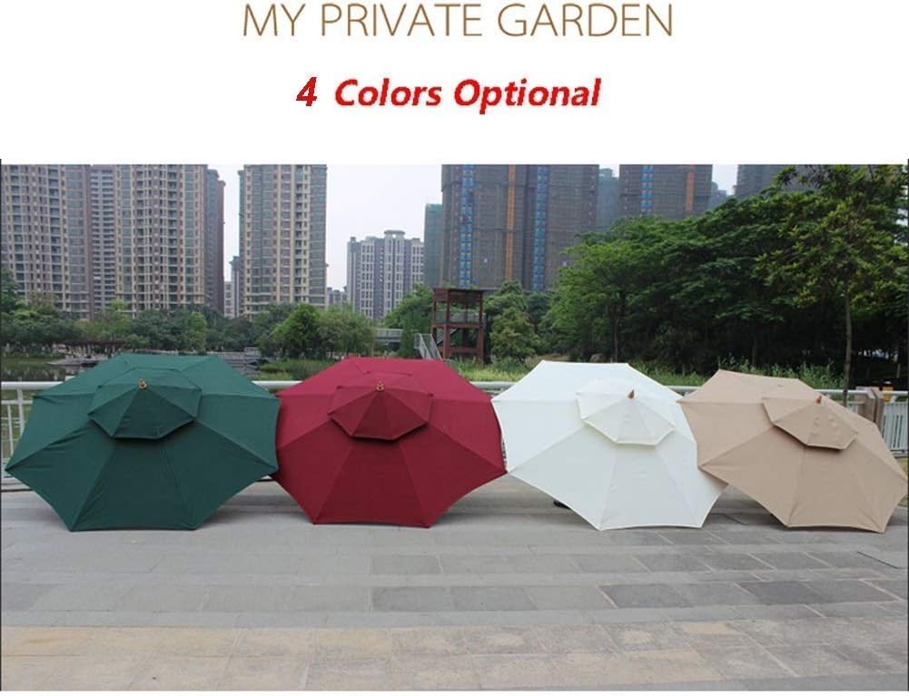 Parasols 9ft / 270cm Double Top Garden Patio Umbrella with Crank Handle, Sun Shade Waterproof Protection for Terrace, Balcony, Pool, Beach (Color : Khaki)