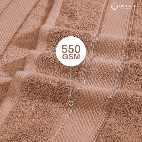 Image of BOUTIQUE LIVING Luxe Loom 100% Cotton 550 GSM Brown Hand Towels - Pack of 2