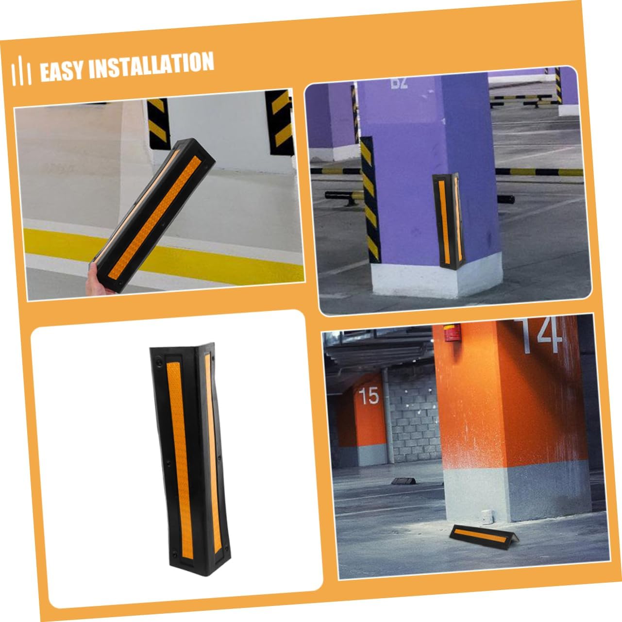 Parking Lot Rubber Corner Protectors Garage Wall Edge Protectors with Reflective Strips Impact Absorbing Safety for Vehicles and Walls