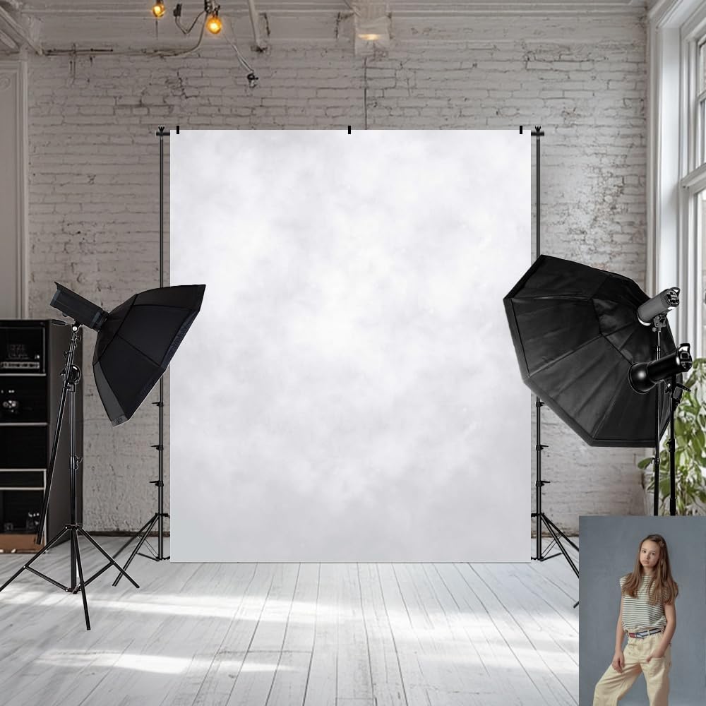 Kate 5x7ft Light Grey Photo Backdrops Gray White Backdrops Abstract Photoshoot Backgrounds Headshot Backdrops Newborn Photography Backdrop