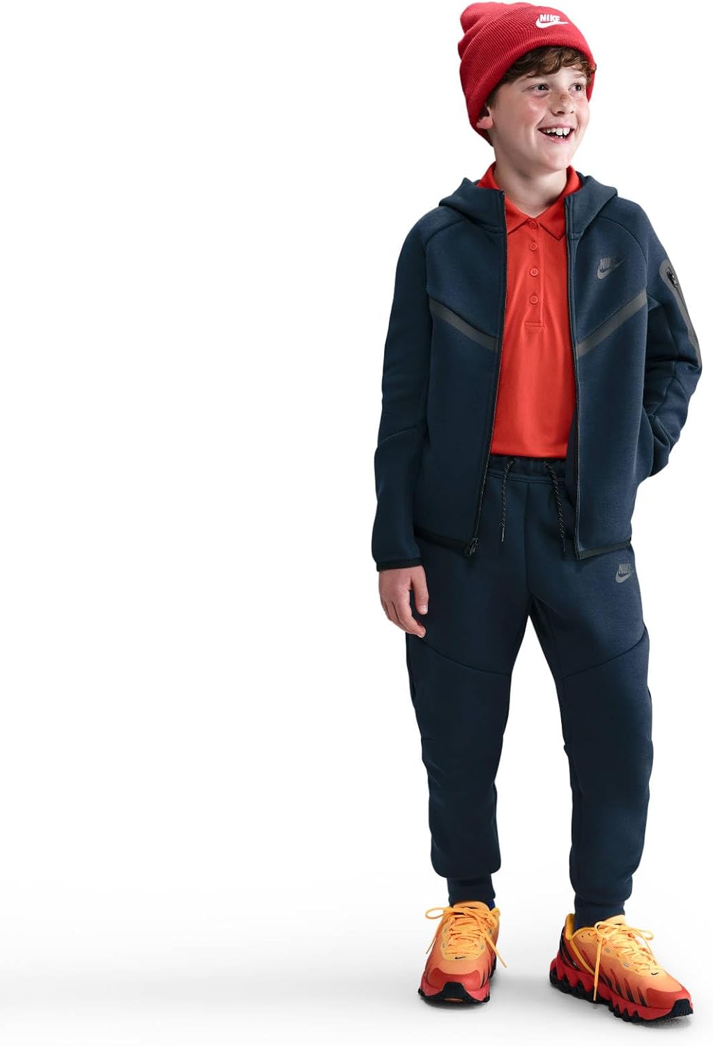 Nike Sportswear Tech Fleece Big Kids' Full-Zip Hoodie (Obsidian/Black/Black) - Image 3