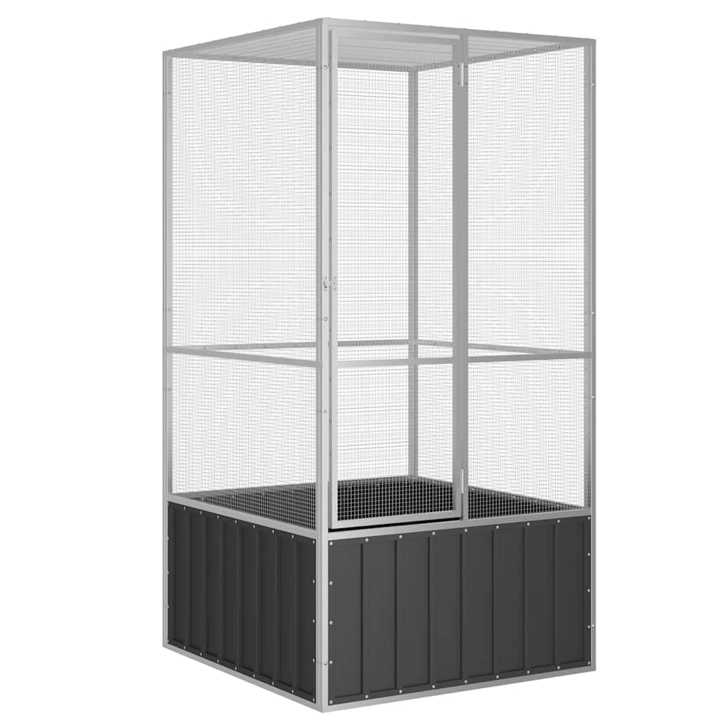 Vogelvoliere Innen Außen Aufzuchtkäfig,All-in-One-Vogelkäfig Außenvoliere Käfig Vogelhaus Voliere,Verzinkter Stahl Vogelkäfig,Anthrazit,111 x 107 x 211.5 cm