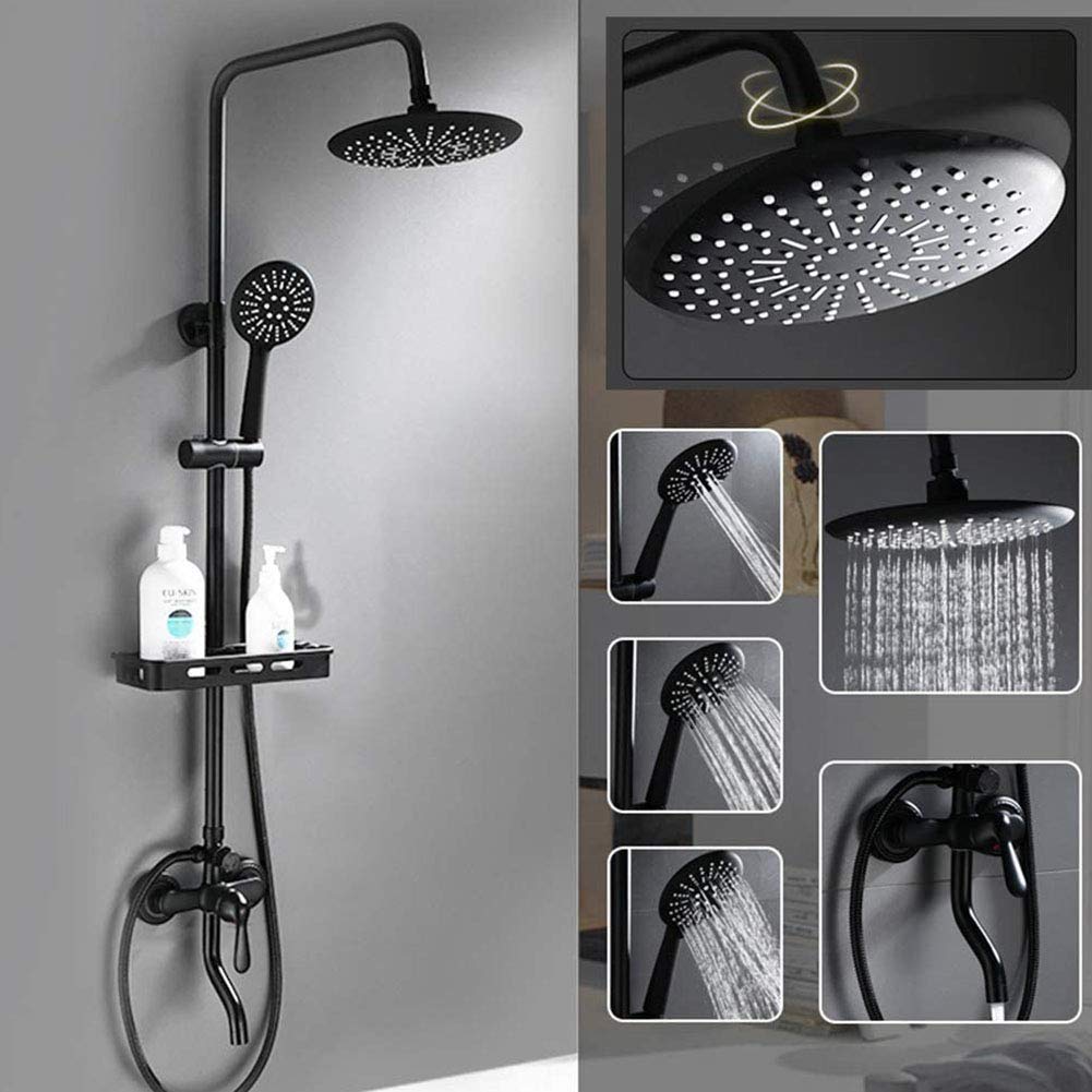 Ensemble de robinet de douche noir avec pommeau de douche à main LUNEZY