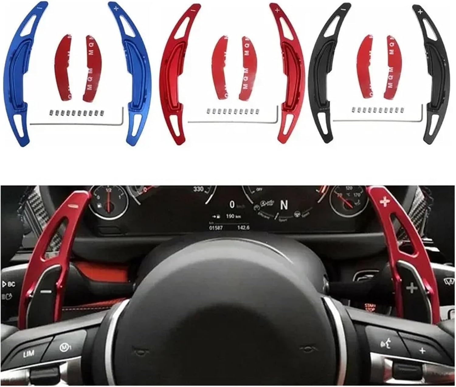 MUSM 2Pcs Car Steering Wheel Shift Paddle Shifter Extension M2 M3 M4 M5 X5M X6M F87 F85 F86 F80 F82 F83 F10 M6 F12(2)
