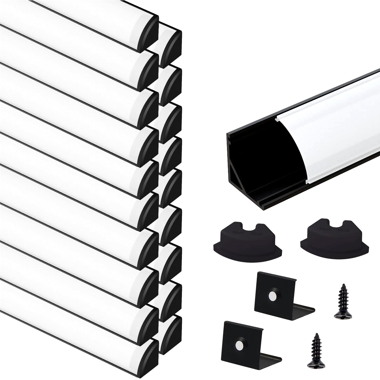 VST 20pack 3.3ft LED Channel, V Shape Led Diffuser Channel, LED Aluminum Channel System with Milky Cover, End Caps and Mounting Clips, Aluminum Profile for LED Strip Light Very Easy Installation — Amazon image 14
