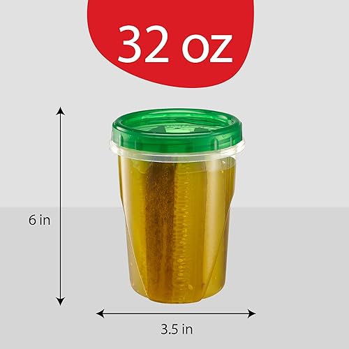 Miniatura 4 de PLASTICPRO Paquete de 12 recipientes de almacenamiento de alimentos con tapa giratoria con rosca verde, recipientes reutilizables de preparación de