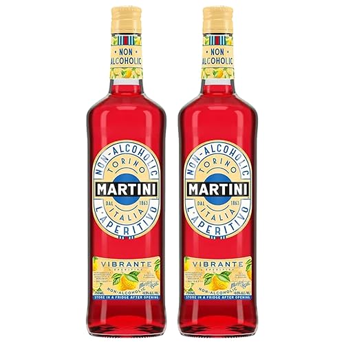 Martini & Rossi Vibrante - Aperitivo sin alcohol, sin alcohol, aperitivo de naranja, hecho en Italia, paquete de 2