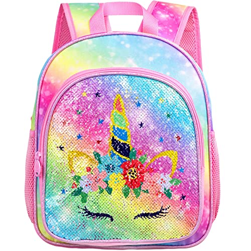 Wzlvo Toddler Backpack For Girls, 12" Cute Unicorn Preschool Sequin Bookbag, Kindergarden School Bag For Little Kids #TOP13