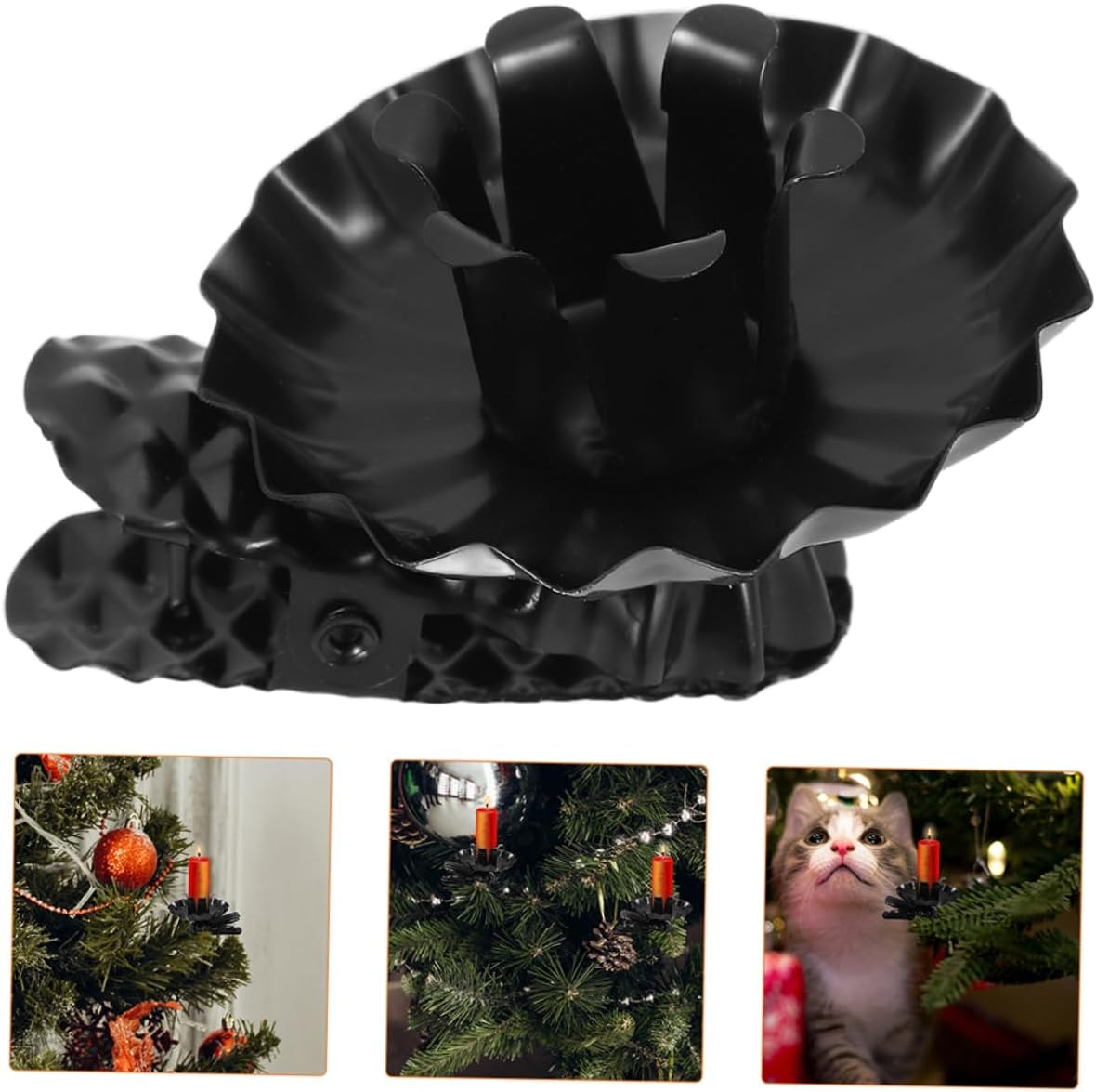PRETYZOOM 60pcs Vintage Metal Candle Holder Clips for Christmas Tree Decoration Shaped Scalloped Clips Festive Atmosphere for Parties Home Decor Break Resistant