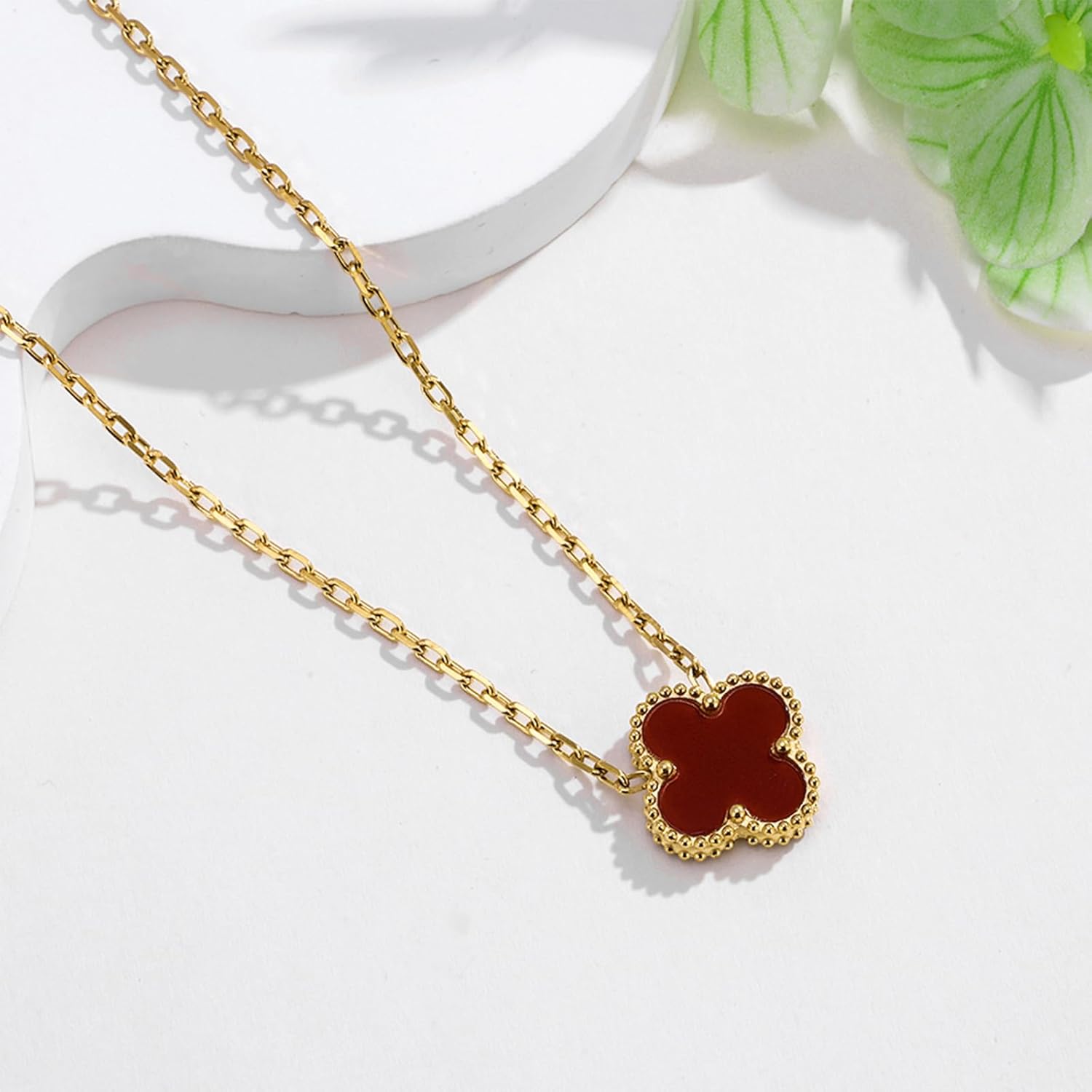 18K Gold Plated necklace Black/Red Clover necklace for Women Fashion Jewelry necklace Jewelry Gifts for Women - Image 2