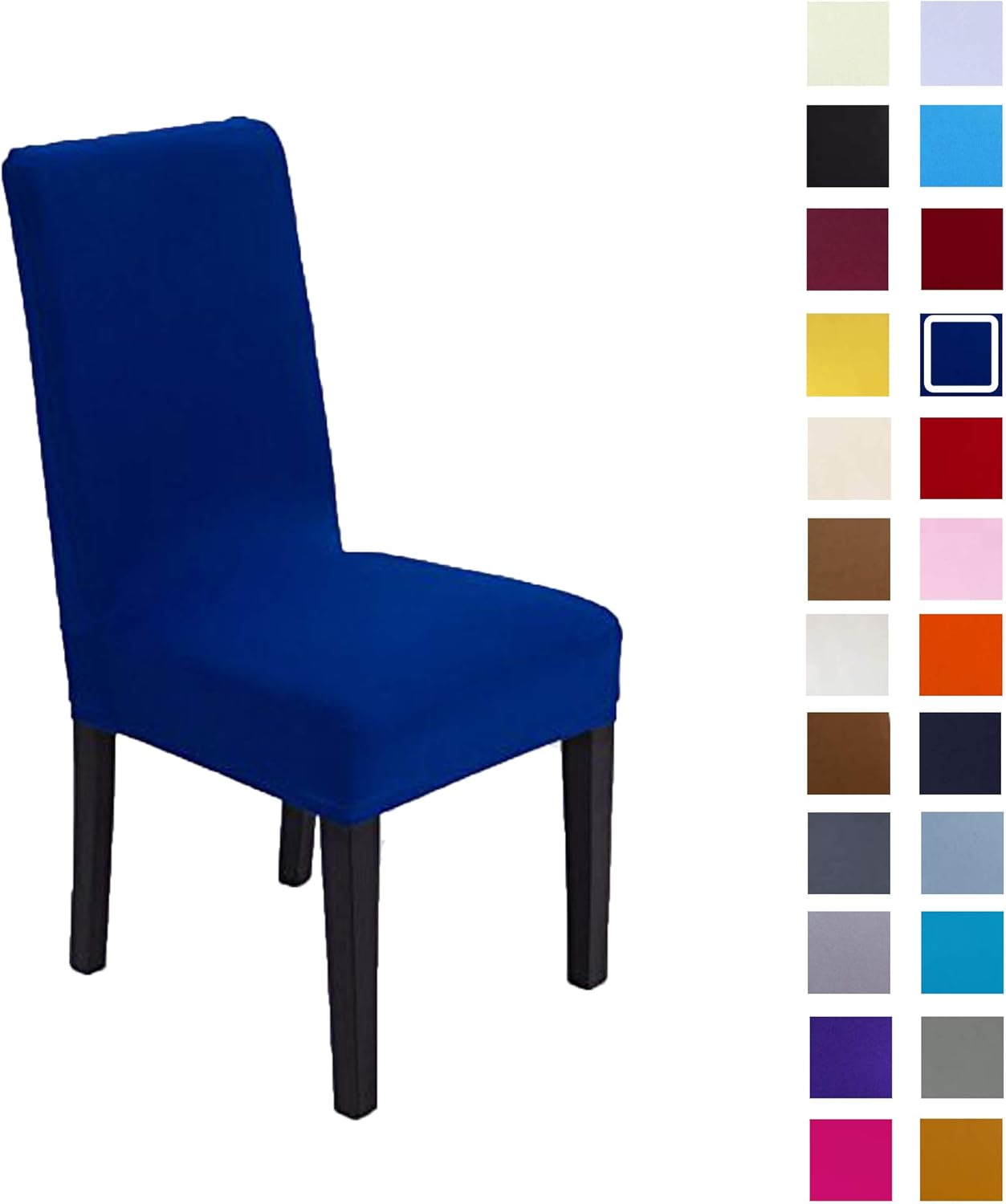 Spandex Fabric Stretch Removable Washable Dining Room Chair Cover Protector Seat Slipcovers (Royal Blue, 8)