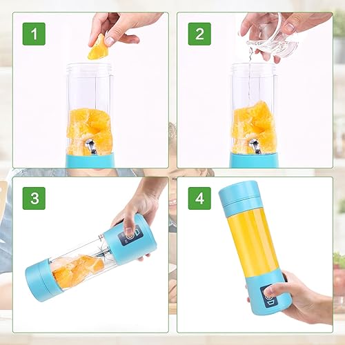 Miniatura 6 de Mini licuadora de batidos personal portátil licuadora de jugo de fruta de tamaño pequeño mezclador recargable por USB, batido batido mezclador con