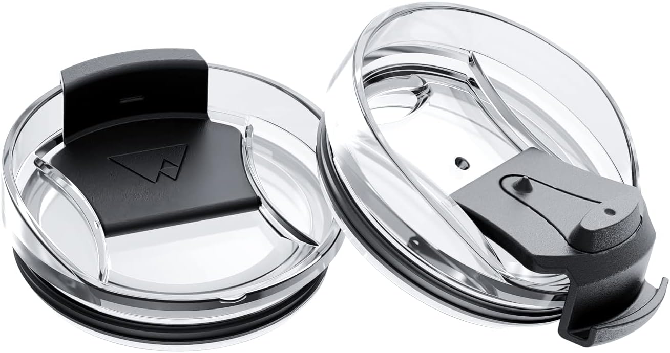 dscvr 2 Pcs Tumbler Replacement Lid Spill Proof, Shatter Resistant, Perfect Fit Lids Compatible with YETI Rambler, Ozark Trails,Fits Inside Diameter of 3.2 inch Tumbler (20 oz., Black)