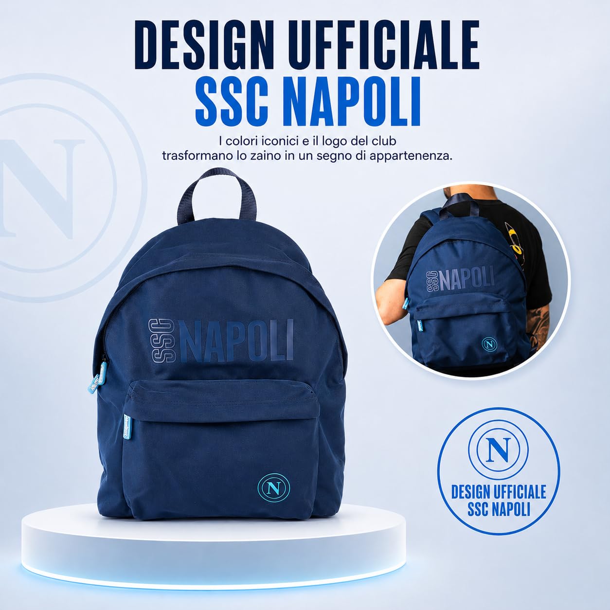 Colourbook - Zaino Tempo Libero Napoli, Logo in Rilievo, 25 Litri