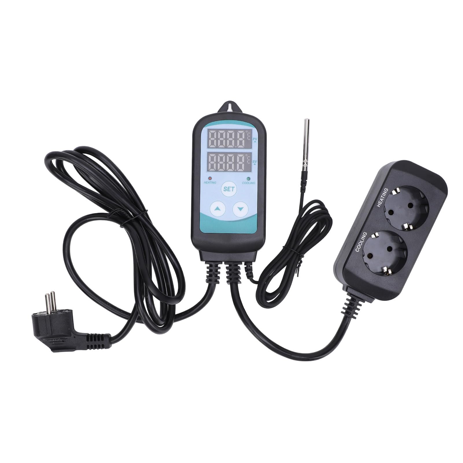 Regolatore di Temperatura a Doppio Stadio, Regolatore di Riscaldamento e Raffreddamento con Display Digitale per Acquari di Rettili, Controlla Riscaldamento e Raffreddamento,