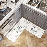 Marble Kitchen Mats for Floor 2 Piece Kitchen Mats Cushioned Anti Fatigue Set of 2 Love Home Kitchen Floor Mats Heavy Duty Standing Mats Waterproof Non-Slip Soft for Kitchen Indoor Outdoor PVC