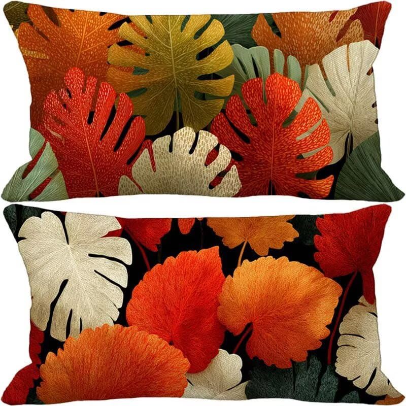 Coussin canapé orange 60x80 cm en lin imperméable pour déco jardin