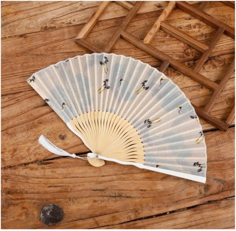 Chinese folding fan portable fan Chinese style for women Chinese clothing summer fan paper fan hand fan vintage style (Blue 39CM)