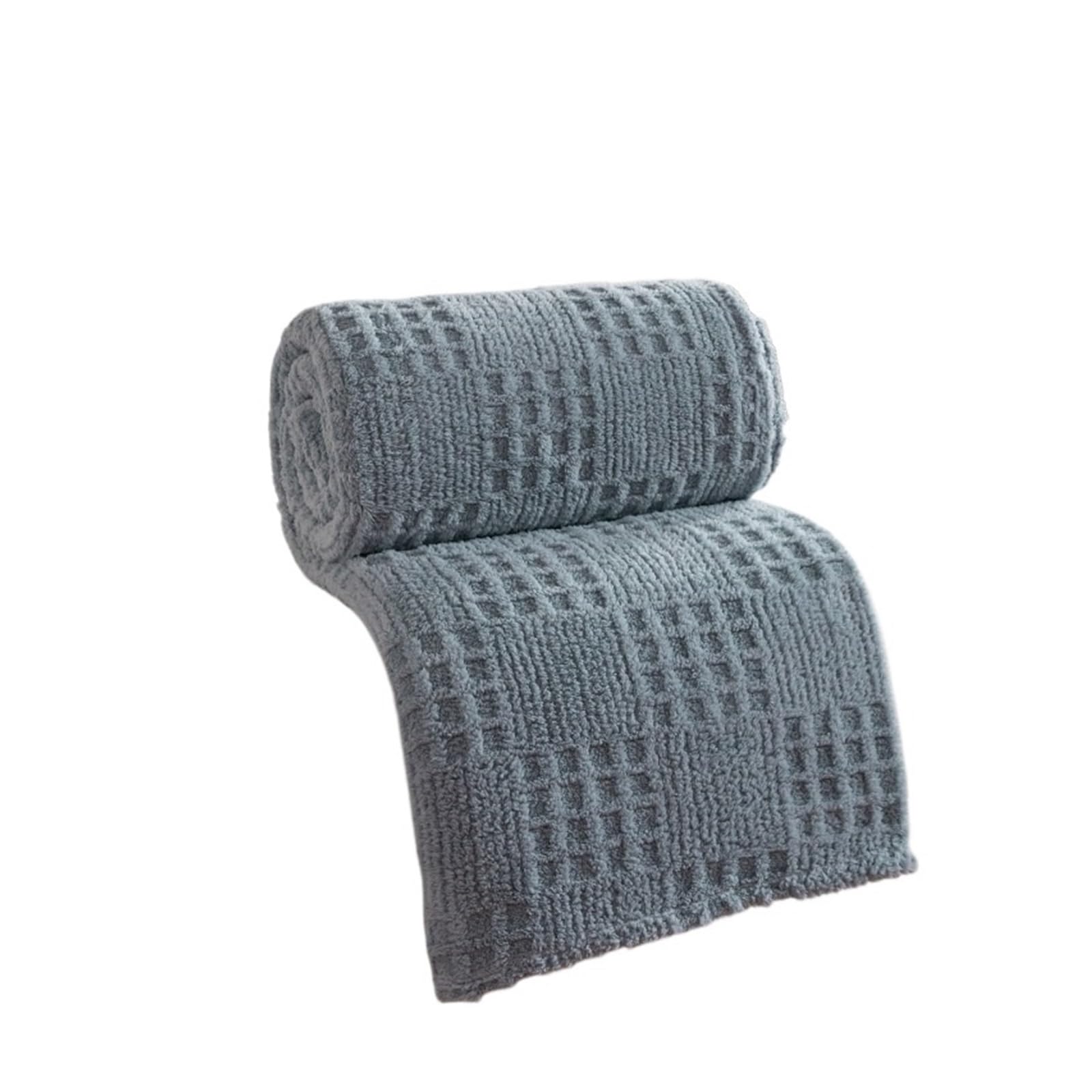Lekki koc dzianinowy, Dzianinowy kocyk z goframi waflowymi i żakardowymi Bawełniany aksamitny drzemka Wielokolorowy Wiele rozmiarów(Blue Gray,100x150cm 1pcs)