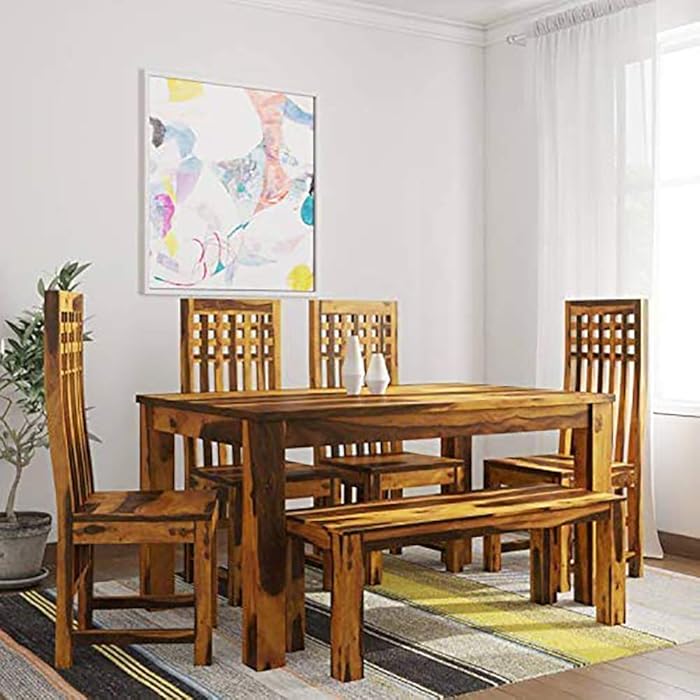 Buy Liza Wood Decor Solid Sheesham Wooden 6 Seater Dining Table Set