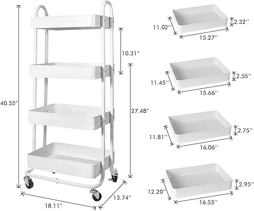 Miniatura 8 de elabo - Carrito de 3 niveles con ruedas para cocina, baño, oficina, cafetera