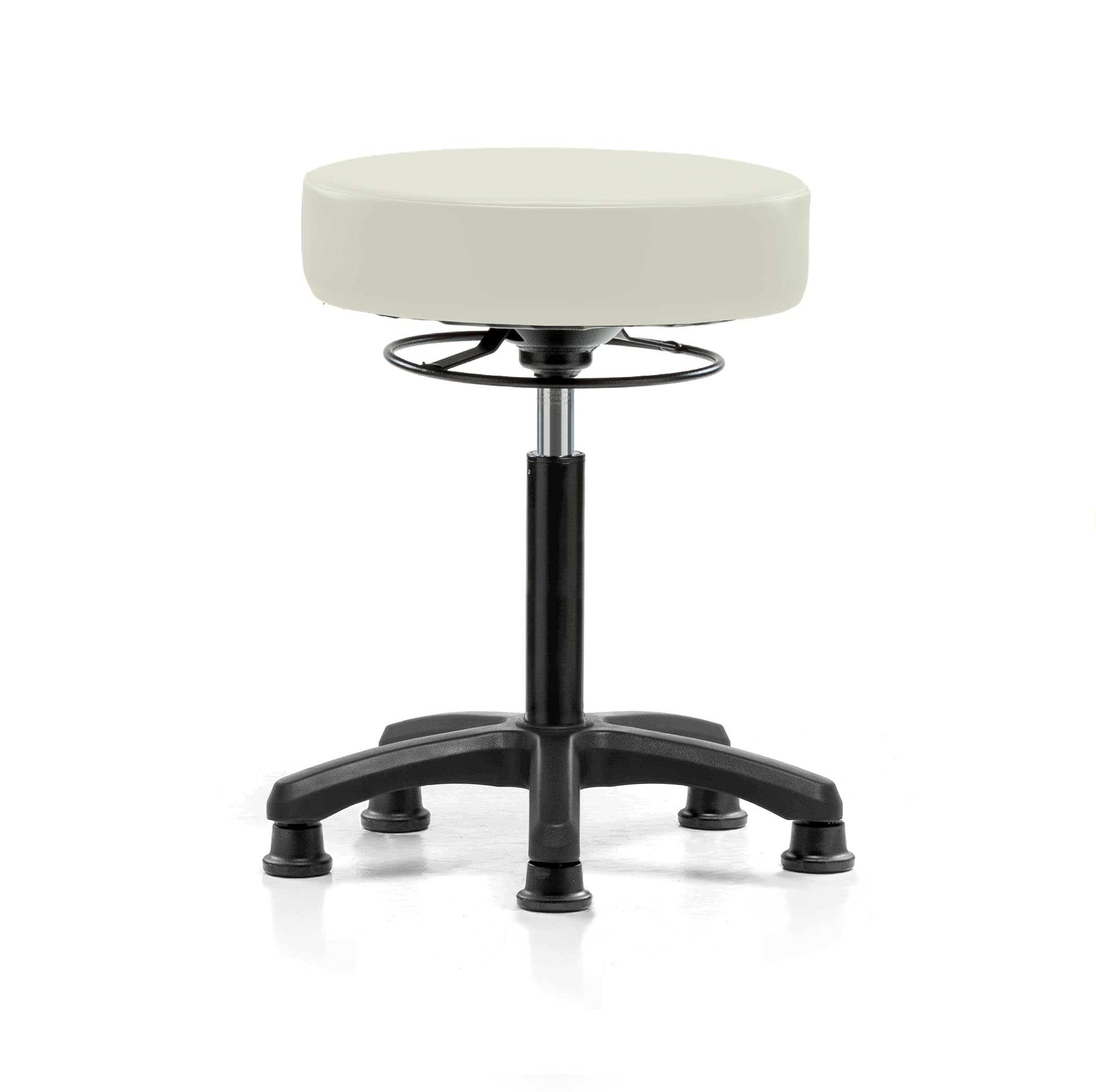Perch Lab Stool, Glides, 20.75-27.75", Off-White Vinyl