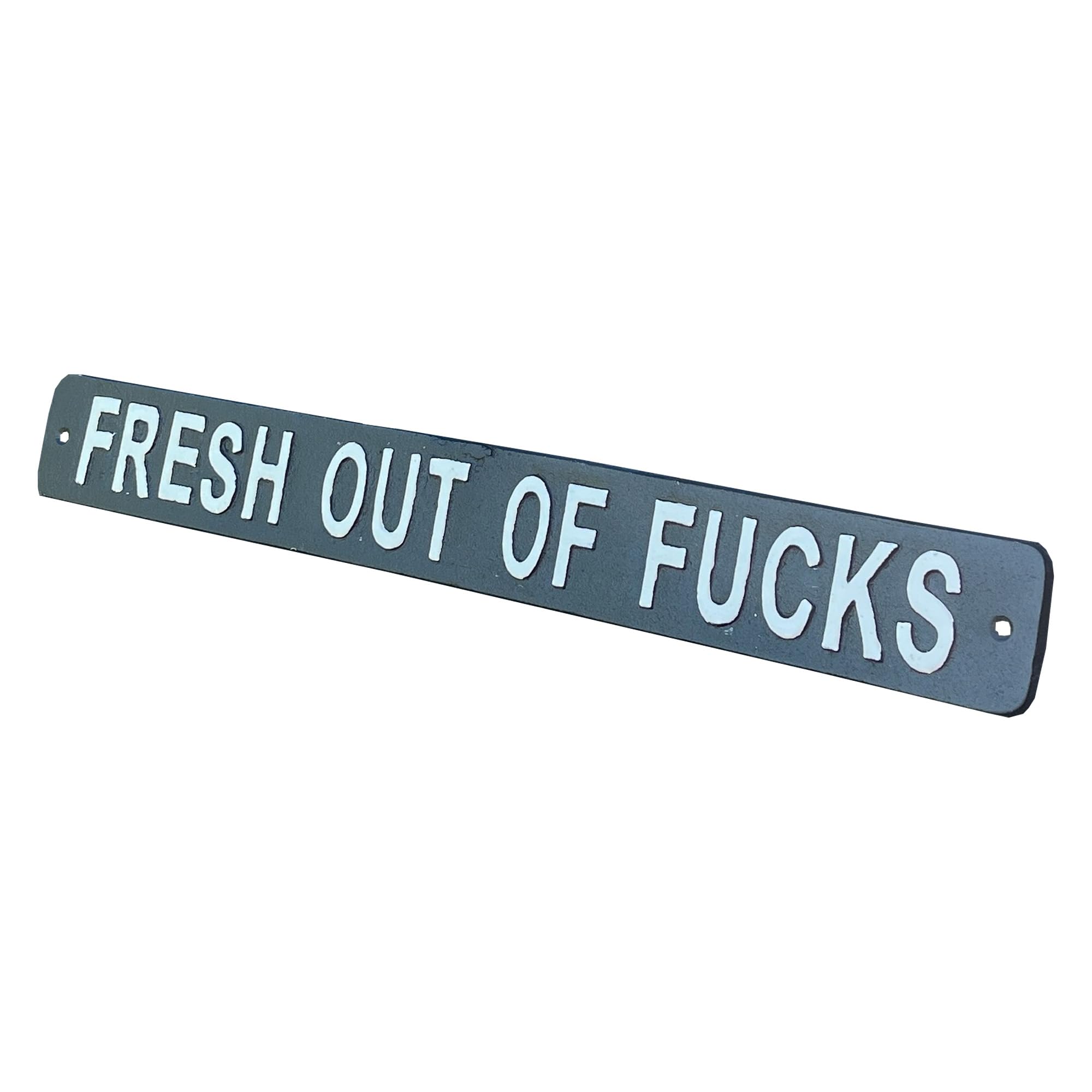 Alfie Francis Black 50.7Cm Cast Iron 'Fresh Out Of F**Ks' Funny Wall Mounted Plaque Sign Kitchen Wall Art Home Garden Bar Pub Decoration