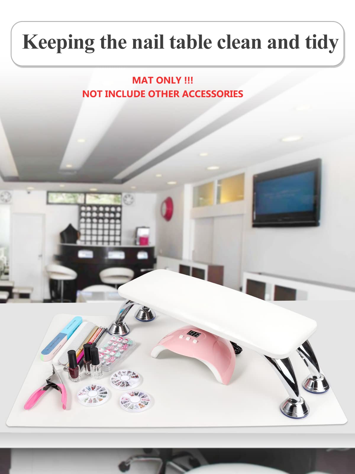 (Sólo MAT) Tapete de mesa blanco para arte de uñas, almohadilla plegable para reposamanos de uñas, cojín de reposamanos de uñas, tapete de cuero de microfibra suave, almohadilla de manicura, 5
