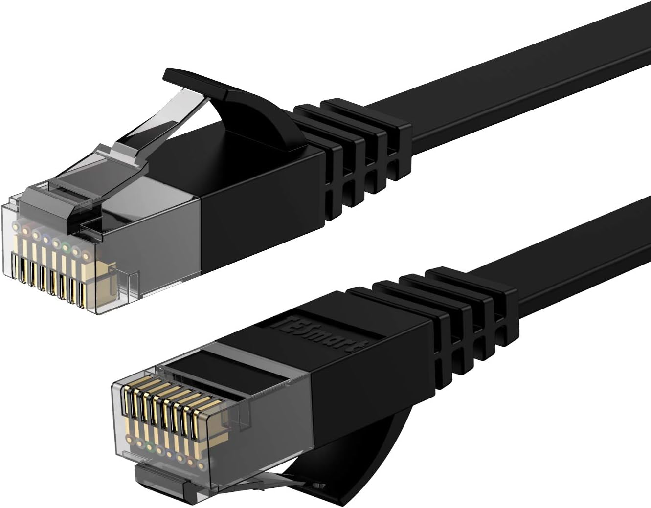 TESmart Cat 6 Ethernet Cable 48ft/15m, RJ45 Flat Network Lan Cable High-Speed 1000Mbps 250Mhz, Support Cat 5e, Suitable for Network Switch/Gigabit Modem, etc(48ft/15m,Black)