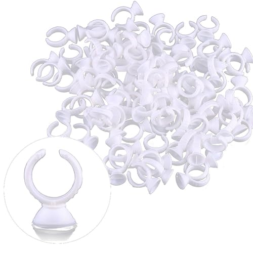 Miniatura 2 de Sonew Paquete de 100 anillos de tinta de tatuaje desechables Microblading Pigmento Pegamento Copa Semi Permanente Maquillaje Pestañas Cejas Tatuaje