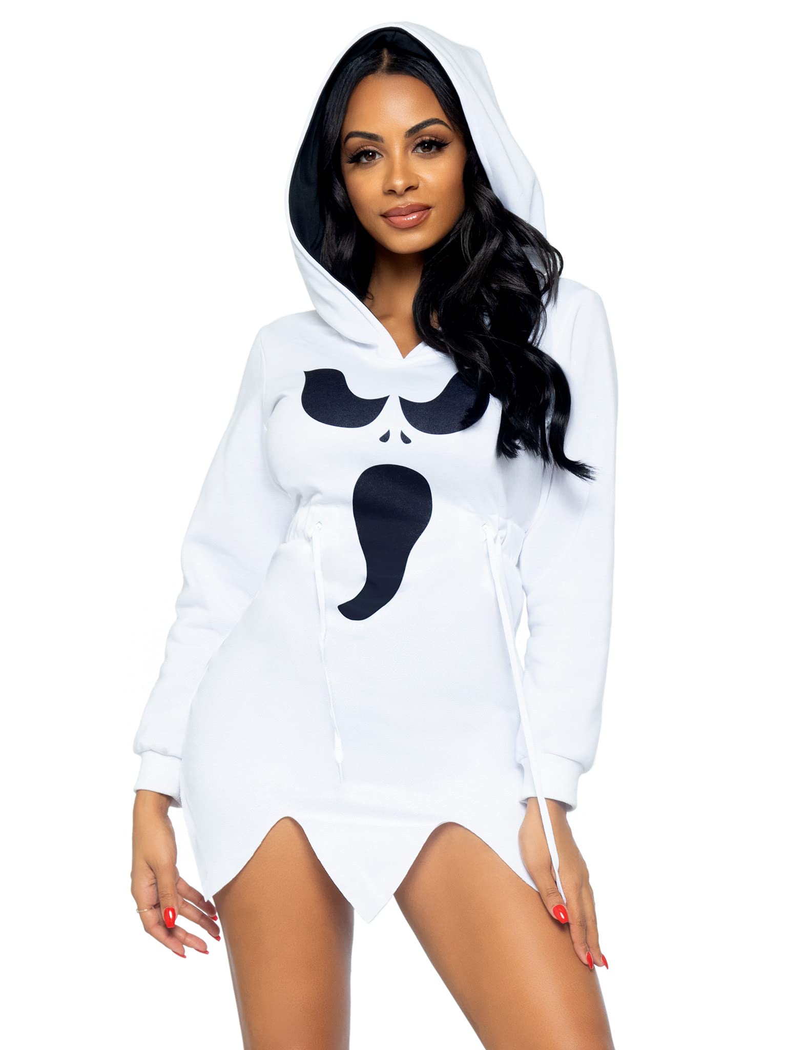 Leg Avenue 87076-00201 Ghost Fleece Hoodie Dress, Small, White Adult Sized Costumes, S