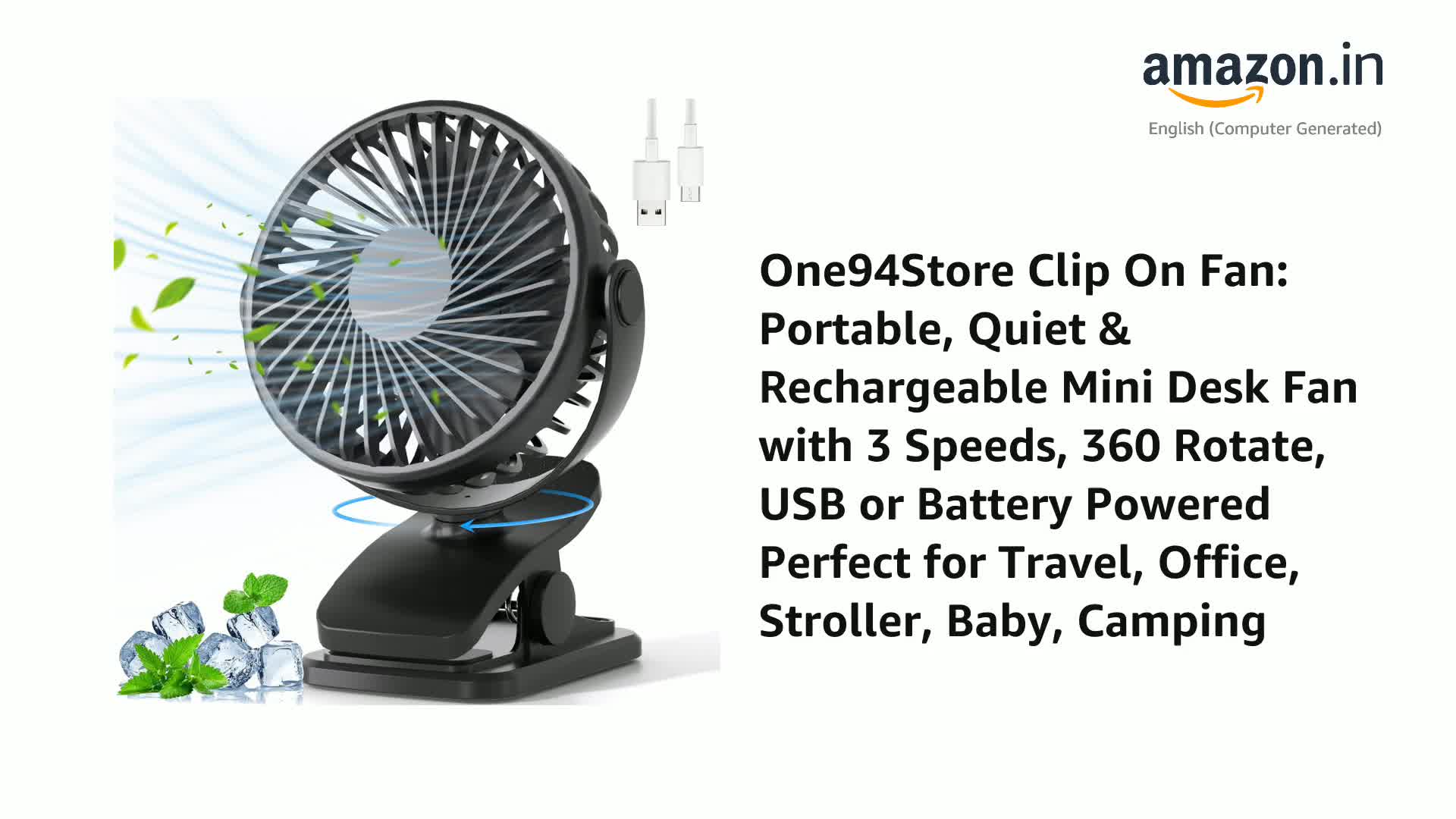 Xihongshi Portable Silent Mini Bladeless Electric Fan, 2025 New Mini Bladeless Fan Clip On, Adjustable 3-Speed Suspended Waist Fans, For Outdoor