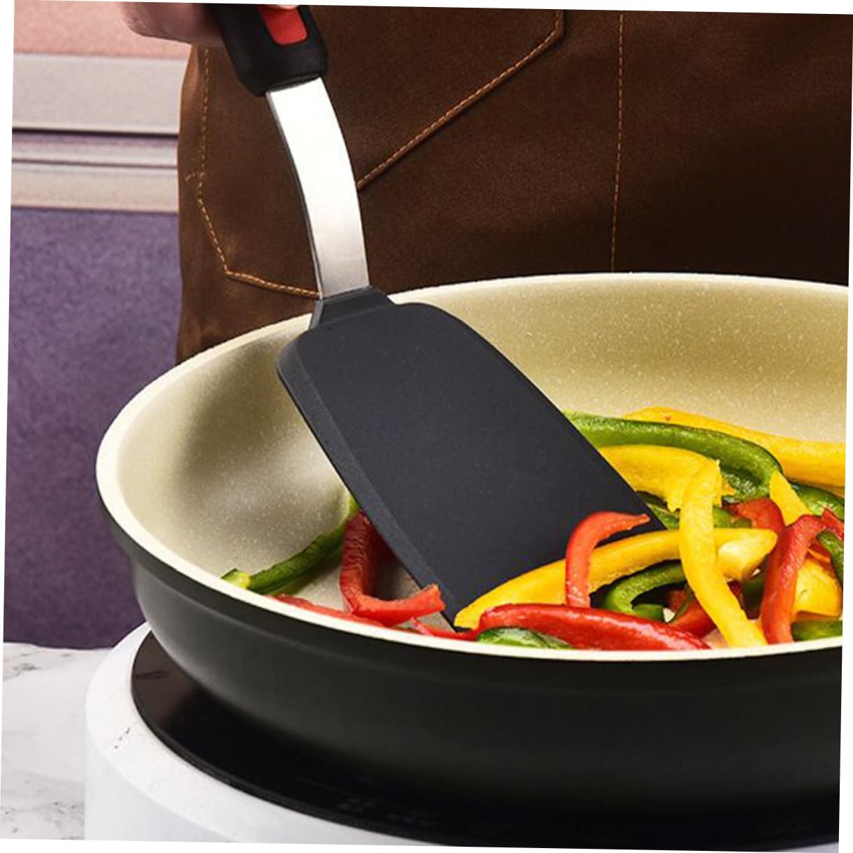 Juego de Espátulas de Silicona 3 Piezas para Cocina Antiadherente | Acero Inoxidable y Silicona, Resistente al Calor, No Raya Recubrimientos, Reutilizable, Negro, para Hogares y Restaurantes
