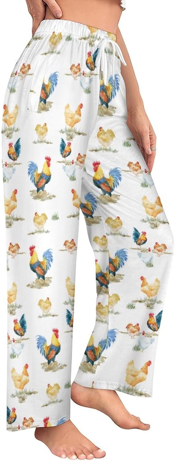 Chickens And A Rooster Women's Pajama Pants Sleepwear Wide Leg Lounge Pajama Bottoms Casual Loose M Size for Girl - Image 3