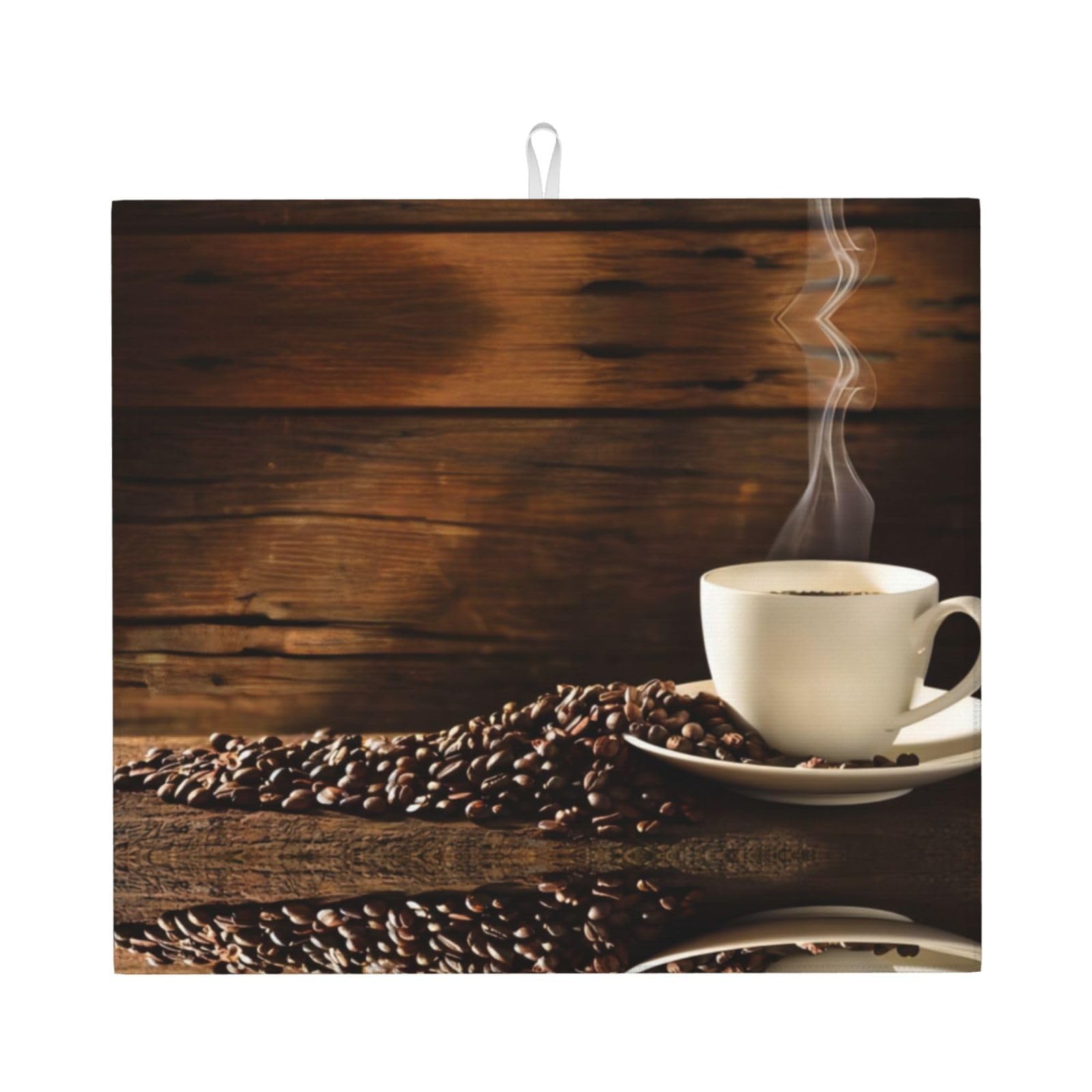 Yyhwhjde Black Coffee Cup And Coffee Beans Prints Kitchen Drying Mat – Absorbent Dish Throw For Countertop, Non-Slip Quick-Dry Layer With Vibrant Prints, Ideal For New Home Gift