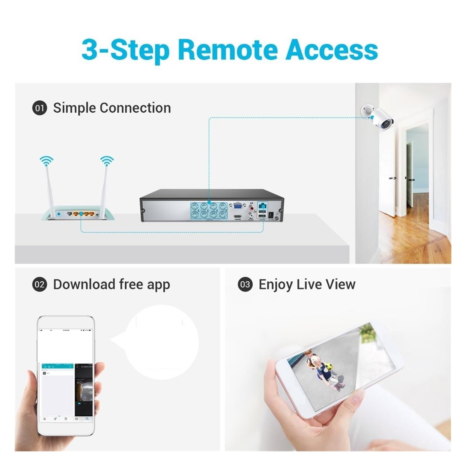 Kit Video Surveillance, Système de sécurité vidéo 8CH 5MP 5 en 1 H.265 + DVR avec 4 pièces 5MP Bullet Ooor, caméras de Surveillance résistantes aux intempéries, Kit de vidéosurveillance(None)