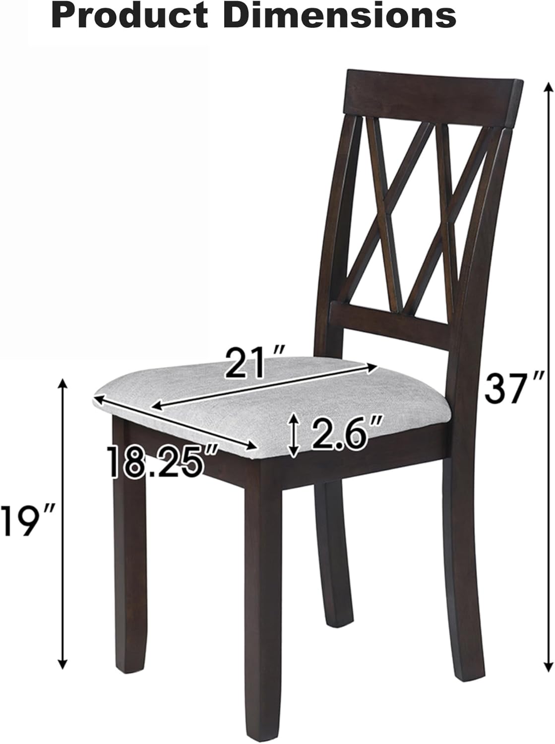 Merax 2 Piece Farmhouse Upholstered Dinining Chair, Accent Wood Diner Chairs with Padded Seat for Kitchen, Small Places, Easy Assemble Espresso