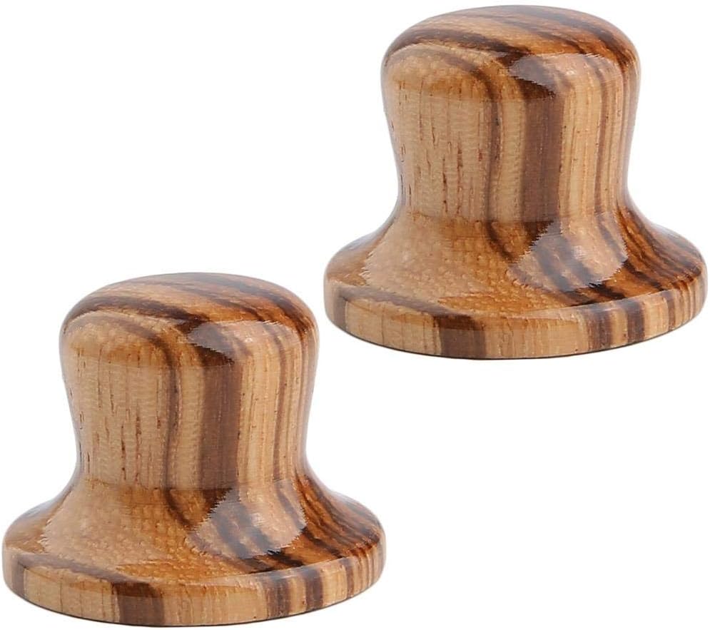 KAISH 4-Pack Wood Knobs Bell Knobs Guitar Bass Top Hat Wood Knobs For Metric Pots Zebra Wood