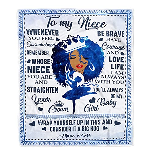 CenturyTee Personalized My Niece Blanket African Black Women You'll Always Be My Baby Girl Birthday (50 x 60 Inches - Youth Size), Multicolor 207 (207)