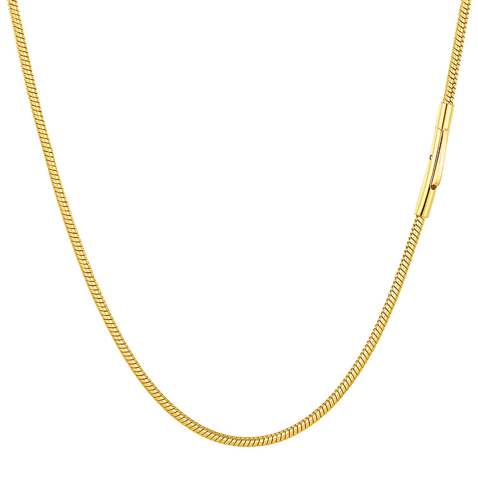 PROSTEEL 2mm Collana Ricambio per Cindolo di Catena Serpente Osso Sottile, Gioiello Donna Uomo Semplice, Lunghezza 41-76 cm, Acciaio Inossidabile/Placcato Oro, Argento Nero Oro, con Confezione